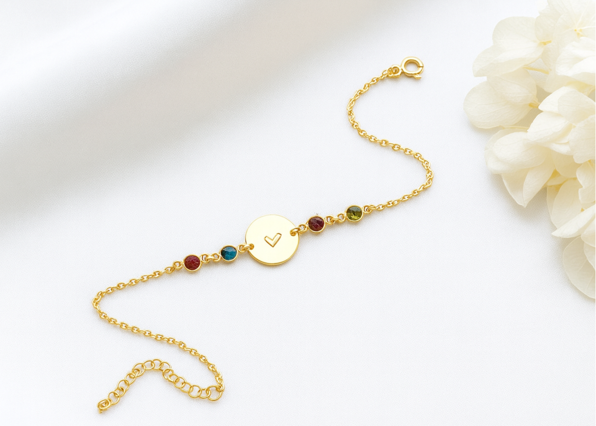 Engraved Birthstone Bracelet 