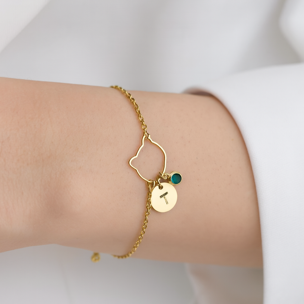 Cat Birthstone Bracelet 