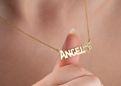  Pet Name Necklace with Paw Detail
